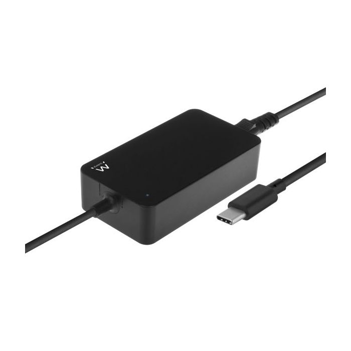 Ewent Cargador Universal para Portatil de 45W con USB-C - Power Delivery - Longitud de Cable Total de 2.75m - Color Negro