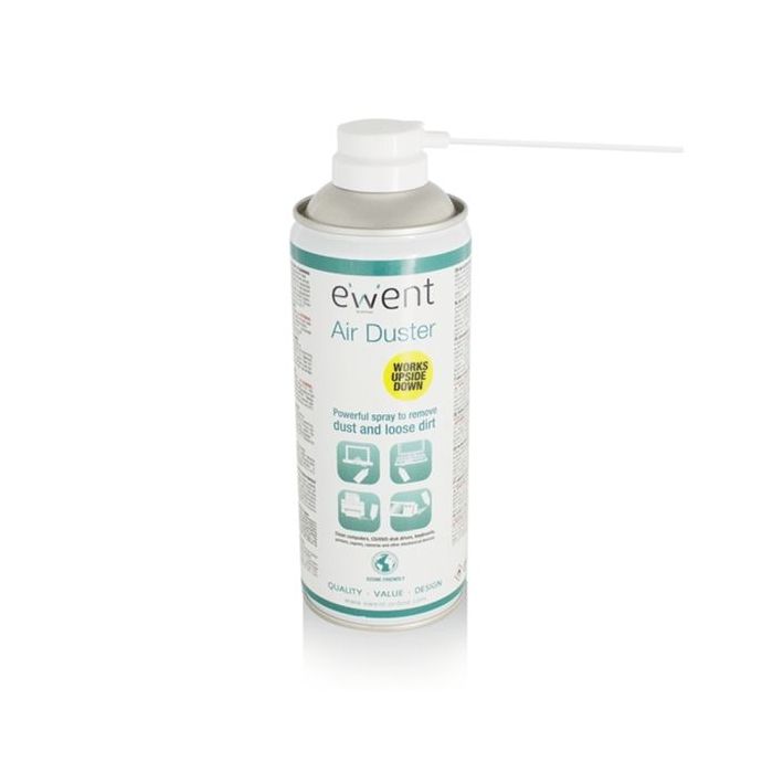Ewent Spray de Aire Comprimido - Invertible - 220ml - Aplicador para Zonas Dificiles - Color Transparente