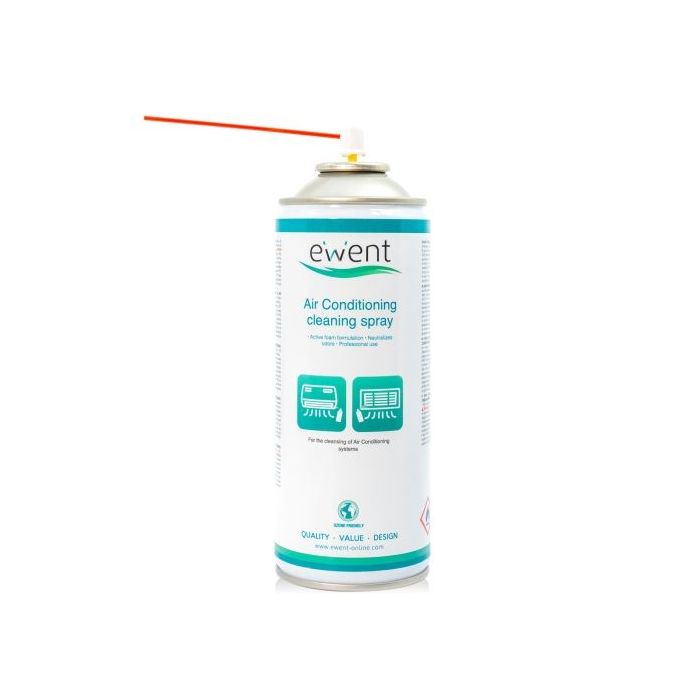 Ewent Spray de Limpieza para Aire Acondicionado - Aerosol de Espuma Activa - Neutraliza Olores - Color Transparente