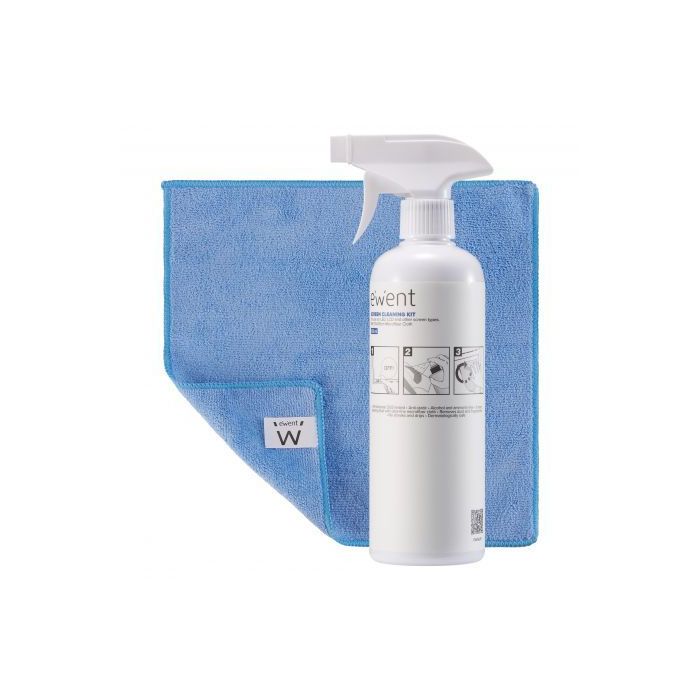 Ewent Kit Spray Limpiador Pantallas 500ml + Paño Microfibra
