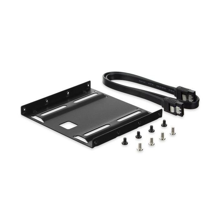 Ewent Pack Adaptador de Montaje para Disco Duro HDD/SSD de 2.5" en Ranura de 3.5" - Incluye Cable SATA de 50cm - Metal Resistente - Incluye Tornillos - Color Negro