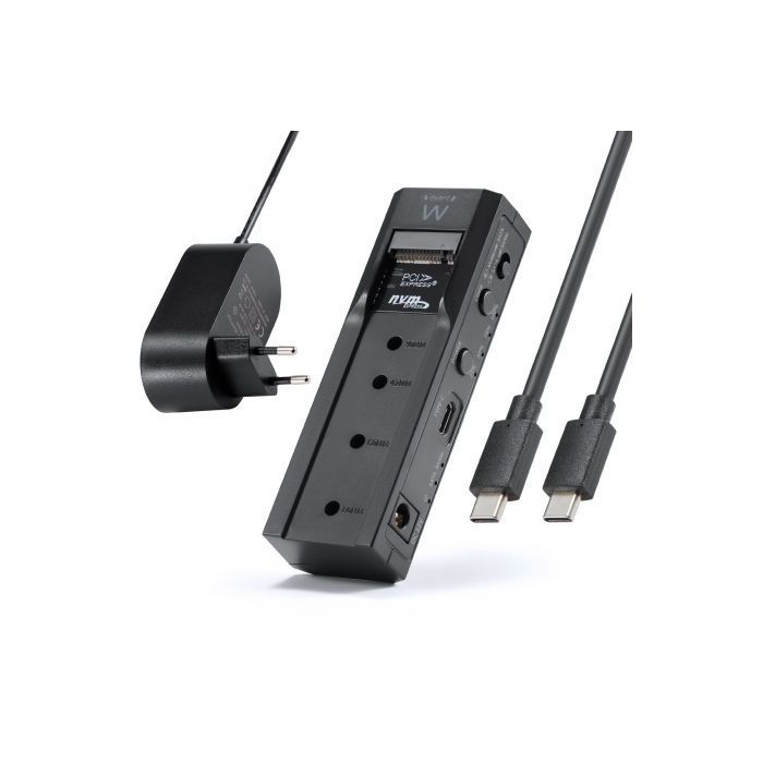 Ewent Clonador Doble Bahia - HDD/NVMe M2 - USB-C 3.2 Gen2 - Indicador LED - Conversor a SATA - Color Negro