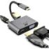 Ewent Hub 4 en 1 - HDMI - VGA - USB 3.2 Gen1 - USB-C PD 60W - Color Aluminio