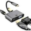 Ewent Hub 4 en 1 - HDMI - VGA - USB 3.2 Gen1 - USB-C PD 60W - Color Aluminio
