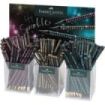 Faber-Castell Sparkle Medianoche Expositor con 144 Lapices Triangulares de Grafito B - Mina Resistente a la Rotura - Con Boton de Purpurina Rosa, Oceano y Dorado