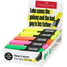 Faber-Castell TXTLNR Caja de 10 Marcadores Fluorescentes - Punta Biselada - Trazo entre 1, 2 y 5 mm - Tinta con Base de Agua - Colores Neon Surtidos