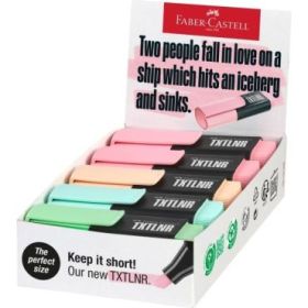 Faber-Castell TXTLNR Caja de 10 Marcadores Fluorescentes - Punta Biselada - Trazo entre 1, 2 y 5 mm - Tinta con Base de Agua - Colores Pastel Surtidos