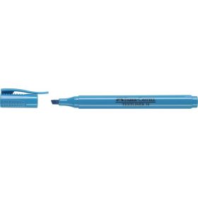Faber-Castell Textliner 38 Marcador Fluorescente - Cuerpo Fino - Punta Biselada - Trazo Grueso y Fino - Tinta con Base de Agua - Color Azul