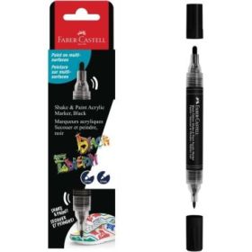 Faber-Castell Shake & Paint Black Edition Rotulador Acrilico Doble Punta - Puntas Redondas de 1mm y 3mm - Tinta Acrilica al Agua - Color Negro