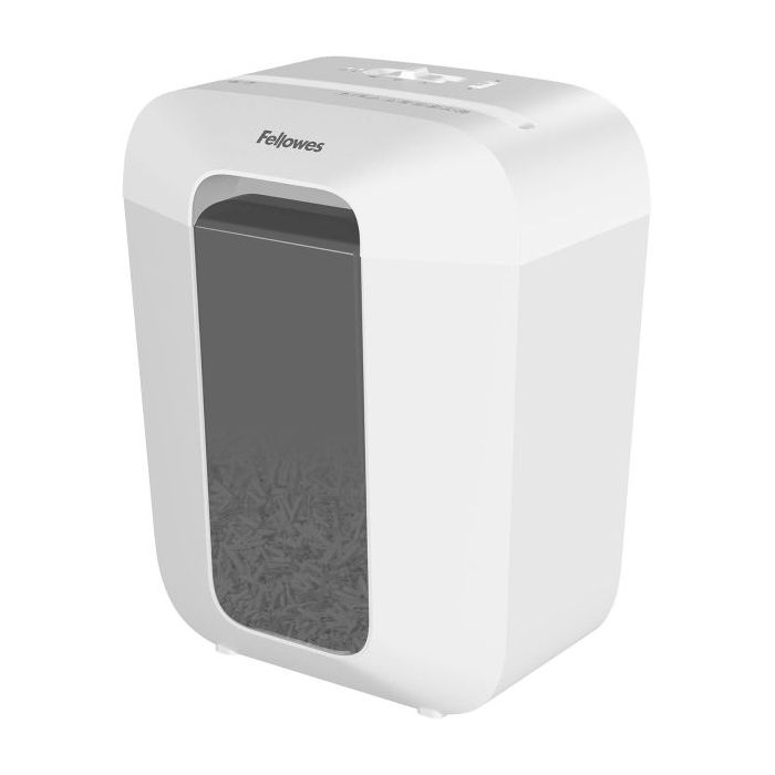 Fellowes LX50 Destructora de Papel Manual Corte en Particulas P-4 - Destruye hasta 9 Hojas a la Vez - Capacidad de la Papelera 17L - Color Blanco