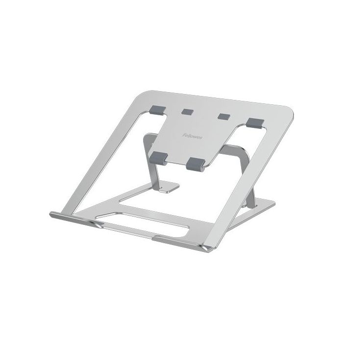 Fellowes Alumia Elevador para Portatil hasta 15" - 6 Ajustes de Altura - Fabricado en Aluminio - Base Antideslizante - Color Plata