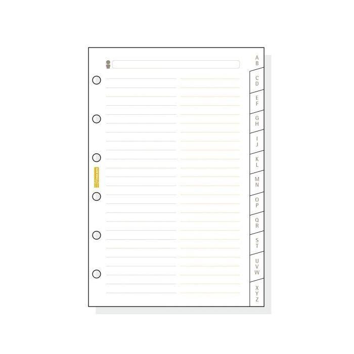 Finocam C375 Indice Alfabetico para Agendas Classic - 12 Solapas - Formato 603 - 79x127x3mm - Cartulina - Color Blanco