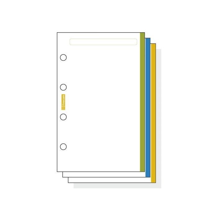 Finocam C145 Notas de Recambio para Agendas Classic - Liso con Banda de Color - Formato 601 - 56x89x5mm - Color Blanco