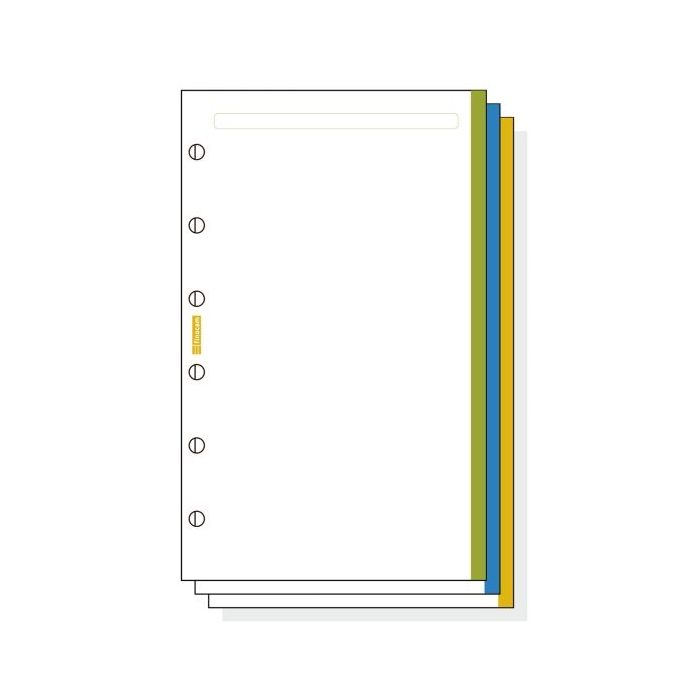 Finocam C345 Notas de Recambio para Agendas Classic - Liso con Banda de Color - Formato 603 - 79x127x5mm - Color Blanco