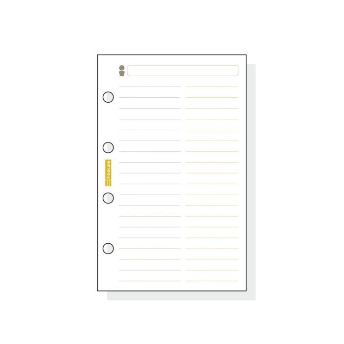 Finocam C154 Recambio Telefonico para Agendas Classic - Formato 601 - 56x89x5mm - Color Blanco