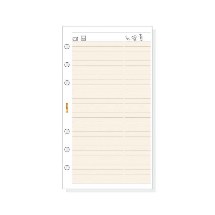 Finocam C952 Recambio Telefonico para Agendas Classic - Formato 609 - 94x171x5mm - Color Crema