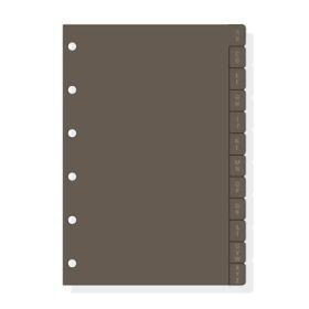 Finocam C261 Indice Alfabetico para Agendas Classic - 12 Solapas - Formato 602 - 83x114x3mm - PVC - Color Marron
