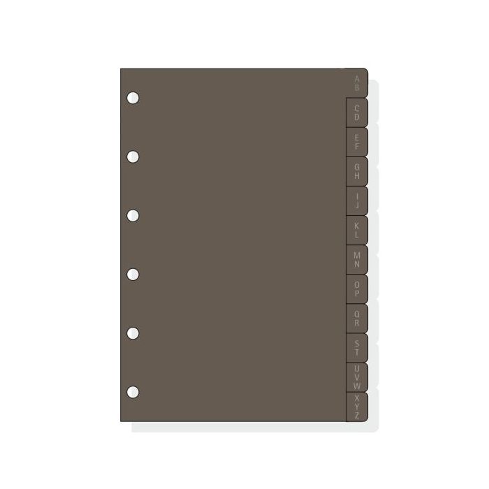 Finocam C261 Indice Alfabetico para Agendas Classic - 12 Solapas - Formato 602 - 83x114x3mm - PVC - Color Marron