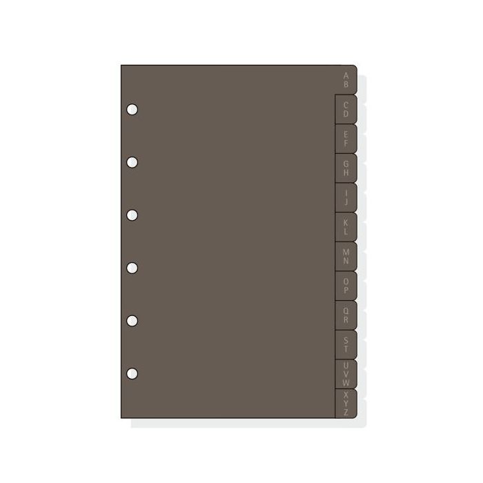 Finocam C361 Indice Alfabetico para Agendas Classic - 12 Solapas - Formato 603 - 86x127x3mm - PVC - Color Marron