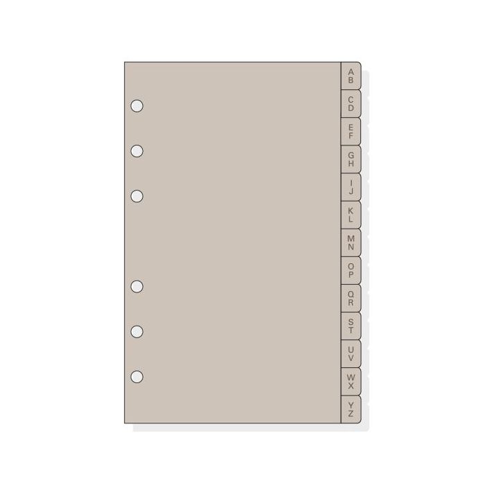 Finocam R464 Indice Alfabetico para Agendas Open - 8 Solapas - Formato 400 - 100x2x152mm - PVC - Color Beige Grisaceo