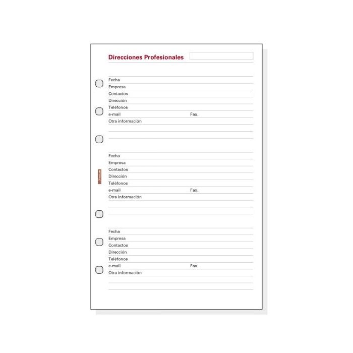 Finocam R551 Recambio Direcciones Profesionales para Agendas Open - Especial Direcciones Profesionales - Formato 500 - 117x5x181mm - Color Blanco