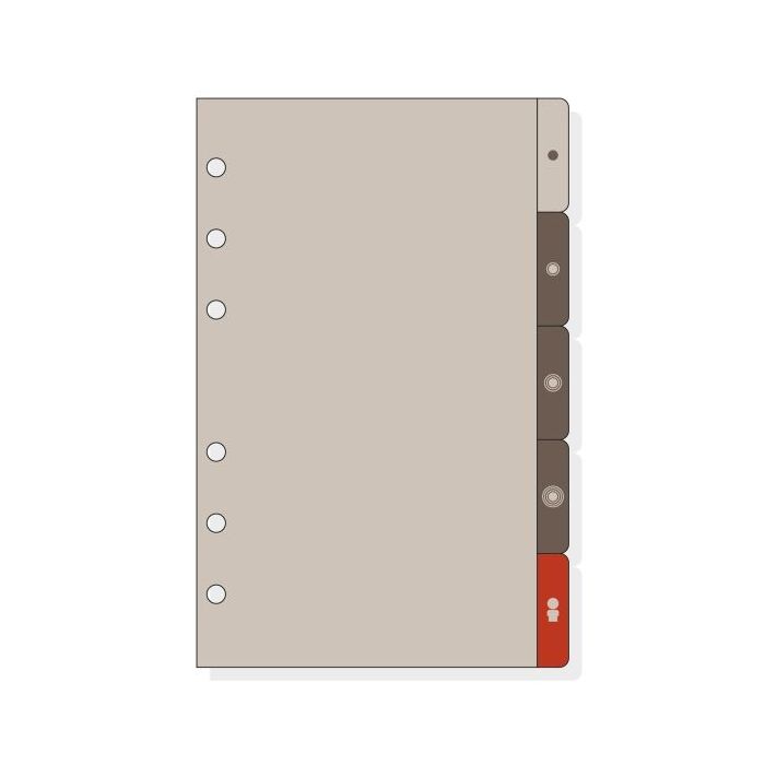 Finocam R563 Separadores Laterales para Agendas Open - 5 Solapas - Formato 500 - 129x2x181mm - PVC - Color Marron