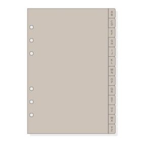 Finocam R564 Indice Alfabetico para Agendas Open - 13 Solapas - Formato 500 - 129x2x181mm - PVC - Color Beige Grisaceo