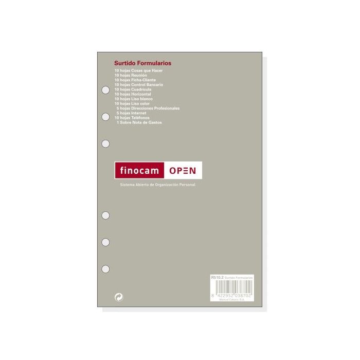 Finocam R510.2C Formularios Surtidos de Recambio para Agendas Open en Catalan - Formato 500 - 117x9x181mm - Color Surtidos