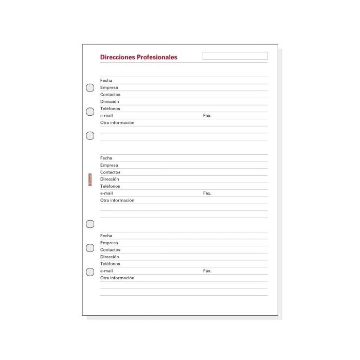 Finocam R1051 Recambio Direcciones Profesionales para Agendas Open - Formato 1000 - 155x5x215mm - Color Blanco