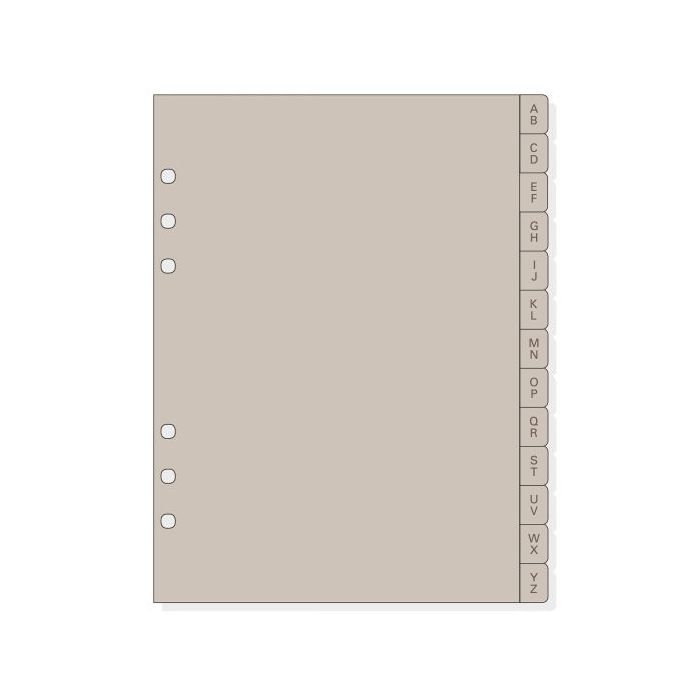 Finocam R1064 Indice Alfabetico para Agendas Open - 13 Solapas - Formato 1000 - 166x2x215mm - PVC - Color Beige Grisaceo