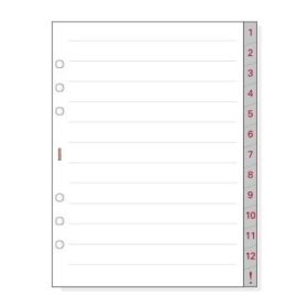 Finocam R1072 Separadores Numerados para Agendas Open - 13 Solapas - Formato 1000 - 166x2x215mm - Papel - Color Blanco