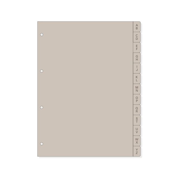 Finocam R4064 Indice Alfabetico para Agendas Open - 13 Solapas - Formato A4 - 220x2x297mm - PVC - Color Beige Grisaceo