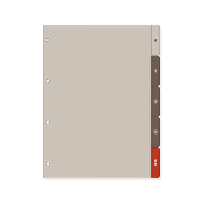 Finocam R4063 Separadores Laterales para Agendas Open - 6 Solapas - Formato A4 - 220x2x297mm - PVC - Color Marron