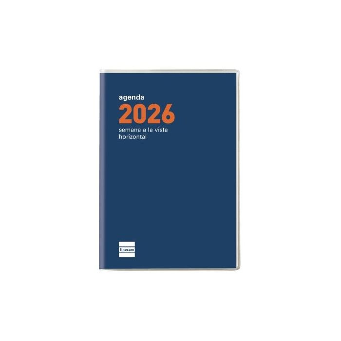 Finocam Coctel Agenda Plana - Anual 2026 - Formato Pl3 - 85x6x6mm - Semana Vista Horizontal - Color Azul