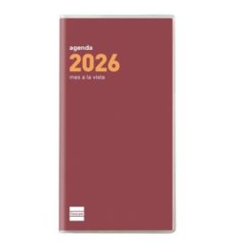 Finocam Coctel Agenda Plana - Anual 2026 - Formato Pl4 - 83x6x6mm - Mes Vista - Color Burdeos