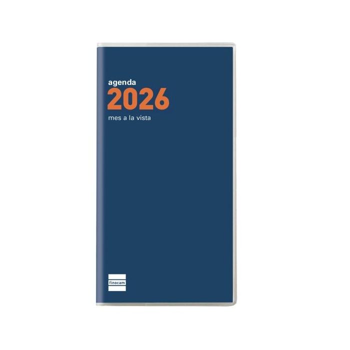Finocam Coctel Agenda Plana en Catalan - Anual 2026 - Formato Pl4 - 83x6x6mm - Mes Vista - Color Azul