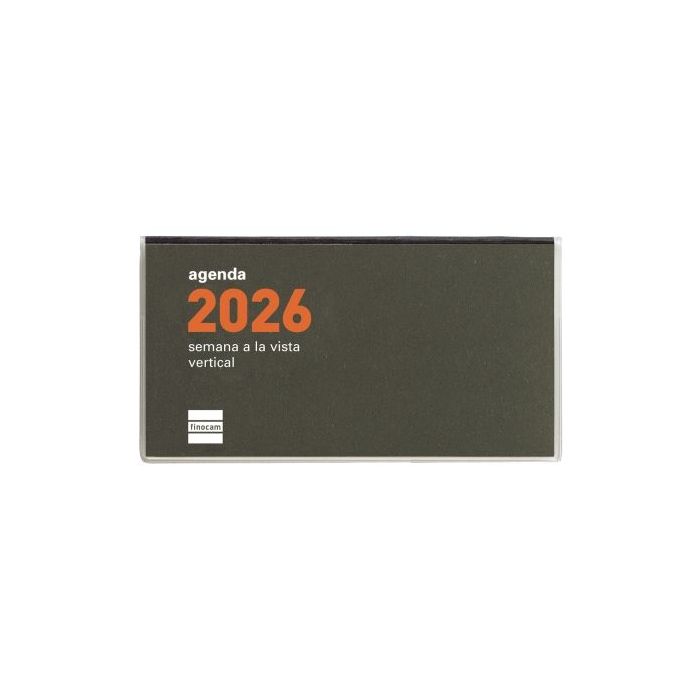 Finocam Min Agenda Plana - Anual 2026 - Formato Pl1 - 121x6x67mm - Semana Vista en Vertical - Color Verde Oscuro