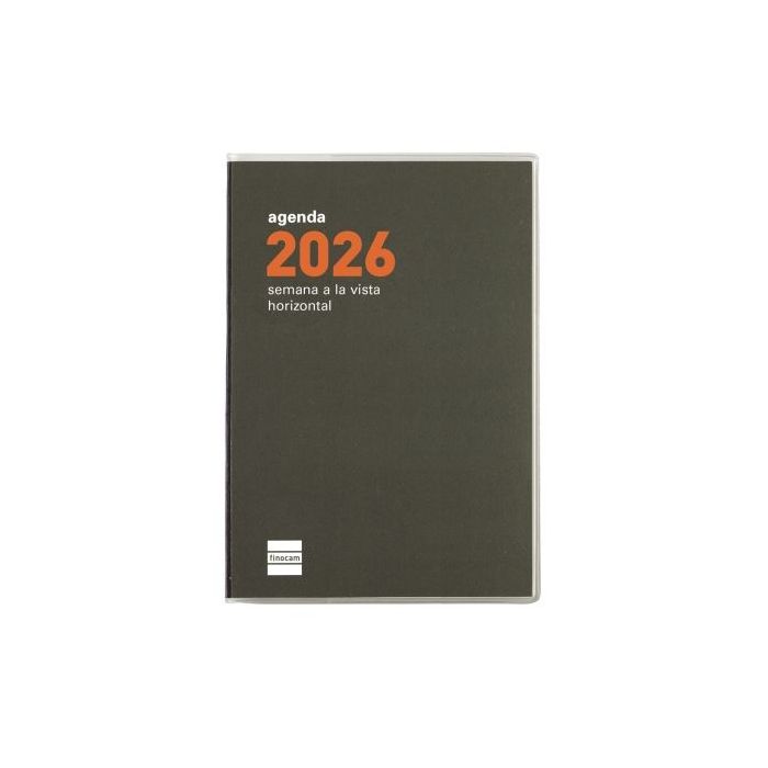 Finocam Min Agenda Plana - Anual 2026 - Formato Pl3 - 85x6x131mm - Semana Vista Horizontal - Color Verde Oscuro