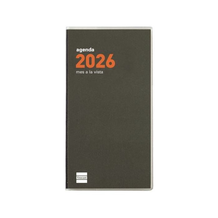 Finocam Min Agenda Plana - Anual 2026 - Formato Pl4 - 83x6x154mm - Mes Vista - Color Verde Oscuro