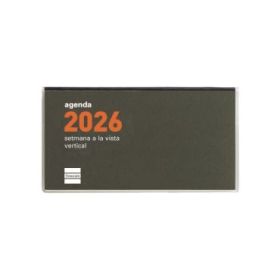 Finocam Min Agenda Plana en Catalan - Anual 2026 - Formato Pl1 - 121x6x67mm - Semana Vista en Vertical - Color Verde Oscuro