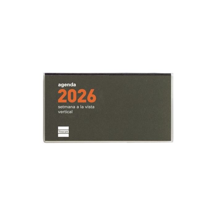 Finocam Min Agenda Plana en Catalan - Anual 2026 - Formato Pl1 - 121x6x67mm - Semana Vista en Vertical - Color Verde Oscuro