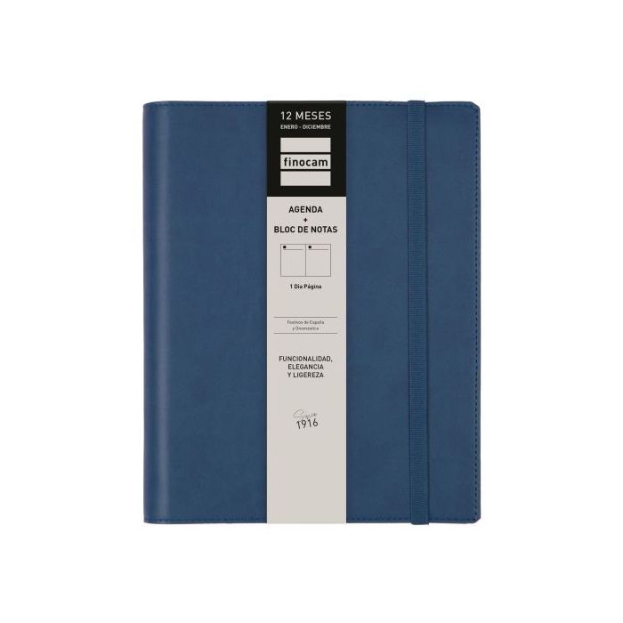 Finocam Duoband Agenda - Anual 2026 - Bloc de Notas - Formato E10 - 176x28x226mm - 1 Dia por Pagina - Color Azul