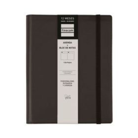 Finocam Duoband Agenda - Anual 2026 - Bloc de Notas - Formato E10 - 176x28x226mm - 1 Dia por Pagina - Color Negro