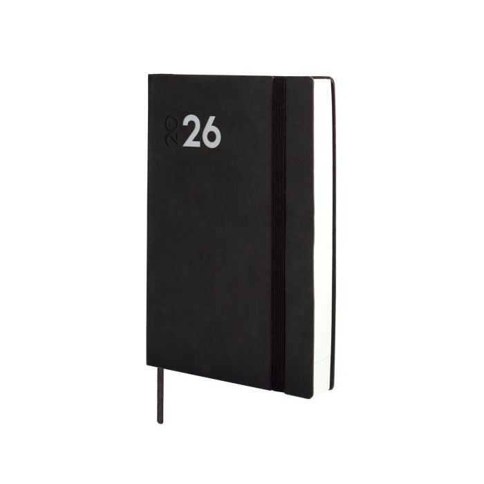 Finocam Dynamic Mara Agenda Profesional - Anual 2026 - Tapa Blanda - Cierre con Goma Elastica - Formato Y4 - 124x22x174mm - 1 Dia por Pagina - Color Negro