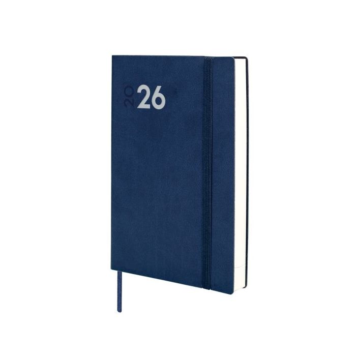 Finocam Dynamic Mara Agenda Profesional en Catalan - Anual 2026 - Tapa Blanda - Cierre con Goma Elastica - Formato Y4 - 124x22x174mm - 1 Dia por Pagina - Color Azul