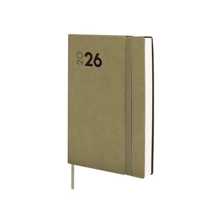 Finocam Dynamic Mara Agenda Profesional en Catalan - Anual 2026 - Tapa Blanda - Cierre con Goma Elastica - Formato Y4 - 124x22x174mm - 1 Dia por Pagina - Color Verde