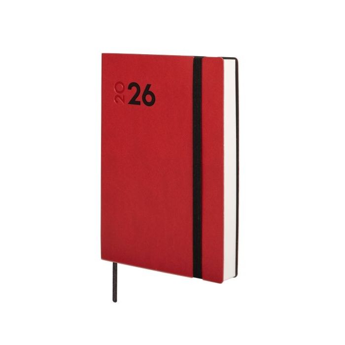 Finocam Dynamic Mara Agenda Profesional en Catalan - Anual 2026 - Tapa Blanda - Cierre con Goma Elastica - Formato Y4 - 124x22x174mm - 1 Dia por Pagina - Color Rojo