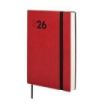 Finocam Dynamic Mara Agenda Profesional en Catalan - Anual 2026 - Tapa Blanda - Cierre con Goma Elastica - Formato Y4 - 124x22x174mm - 1 Dia por Pagina - Color Rojo