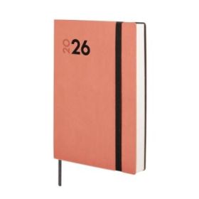 Finocam Dynamic Mara Agenda Profesional en Catalan - Anual 2026 - Tapa Blanda - Cierre con Goma Elastica - Formato Y4 - 124x22x174mm - 1 Dia por Pagina - Color Coral