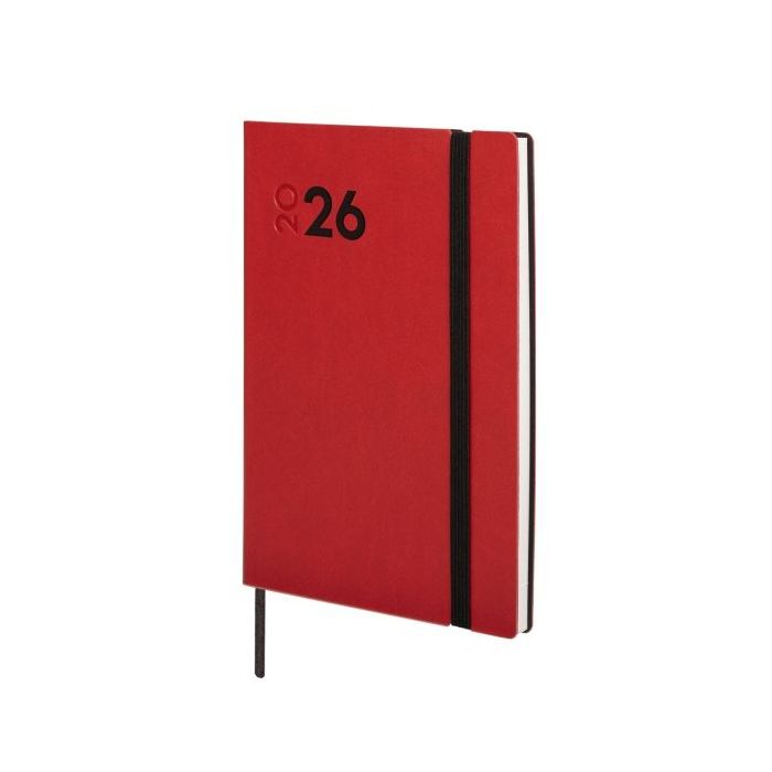 Finocam Dynamic Mara Agenda Profesional - Anual 2026 - Tapa Blanda - Cierre con Goma Elastica - Formato Y4 - 124x11x174mm - Semana Vista en Vertical - Color Rojo